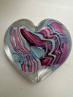 Schmidt Rhea VINTAGE Pink & Blue LARGE Art Glass Heart Paperweight SIGNED Mint! — photo 1