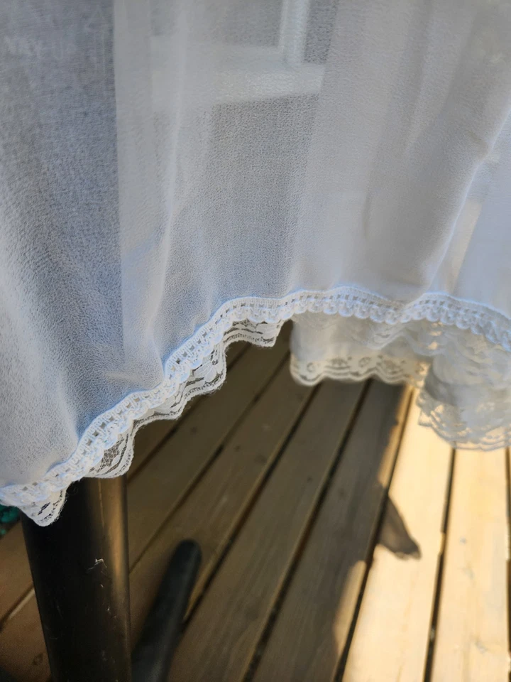 Vestido largo blanco de encaje delantero L Foto 2 de 4