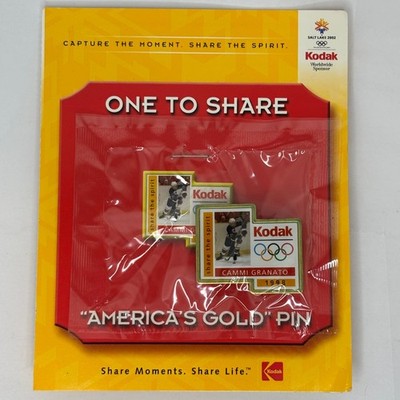 Kodak 2002 Salt Lake Olympics Pins America's Gold Cammi Granato Dan Jansen Set