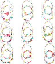 18PCS Toddler Necklace Beaded Bracelet Stretch Costume Princess Necklace for Lit