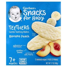 Snacks for Baby, Teethers, Gentle Teething Wafers, 7+ Months, Banana Peach, 12
