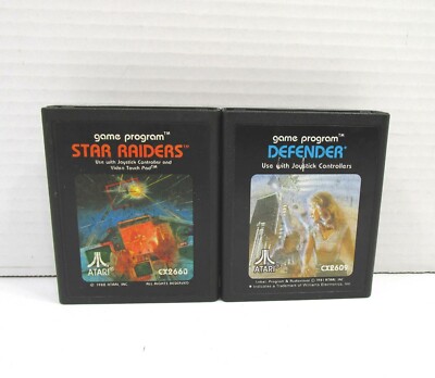 Lot of 2 Vintage Atari 2600 Star Raiders & Defenders Video Game Cartridges 