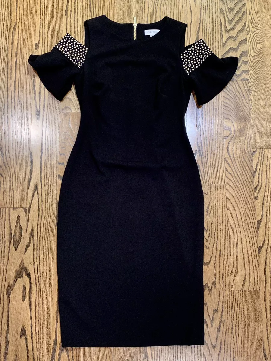 Calvin klein black hotsell cold shoulder dress