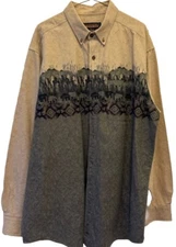 Woolrich Men’s Button Down Flannel Shirt Bear Mountains XL Brown Tan Gray