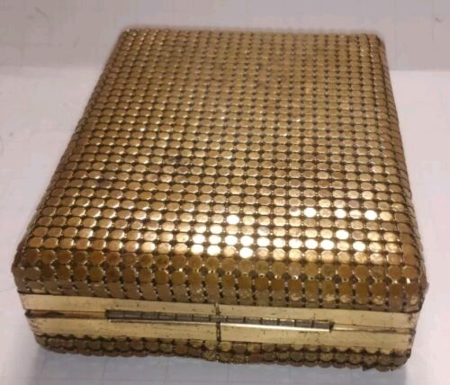 Vintage Gold Tone Sequin Metal, Cigarette / Card Case A78 - Picture 4 of 13