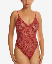 Hanky Panky Women's On The Prowl Thong-Back Bodysuit 2J8456 Red Black Size Large