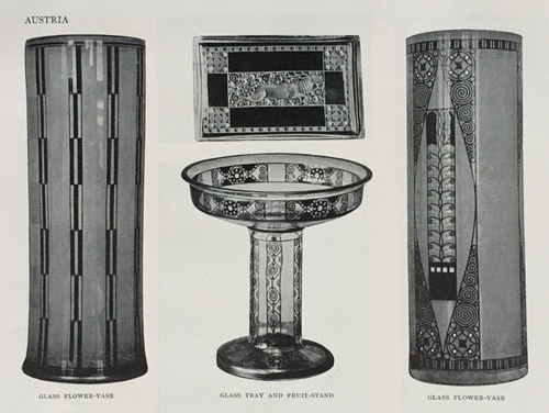 Art Nouveau -Glassware by the Imperial School at Steinschonau Antique Print 1913