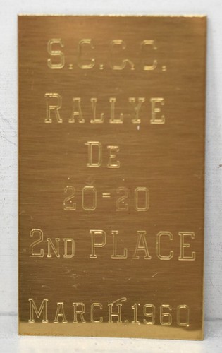 1960 SCCC Sports Car Club Of Chicago Rallye De 20-20 Rally Race Illinois Plaque - Picture 2 of 3