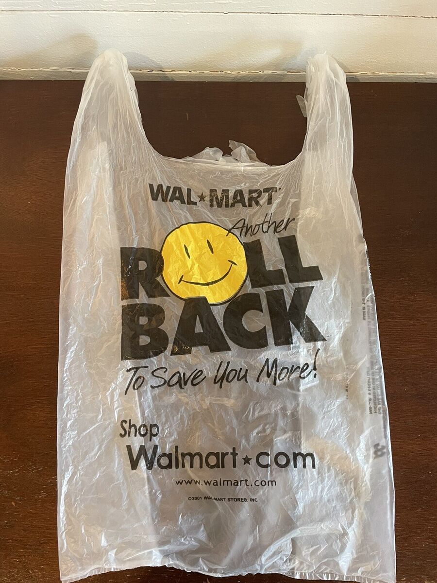 2001 Vintage Clear Plastic Walmart Shopping Bag Roll Back 2001 Vintage Clear Plastic Walmart Shopping Bag Roll Back