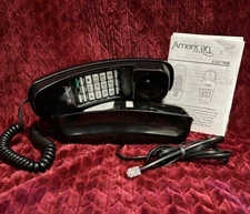 American Telecom TrimPhone Telephone Black UA23704B Single Line EUC Push Button