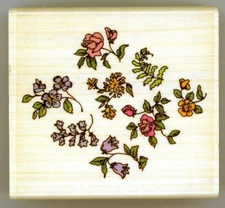 Vintage Uptown Holly Pond Hill Wood Stamp - Floral Pattern  F13073 (2.25 x 2.5)