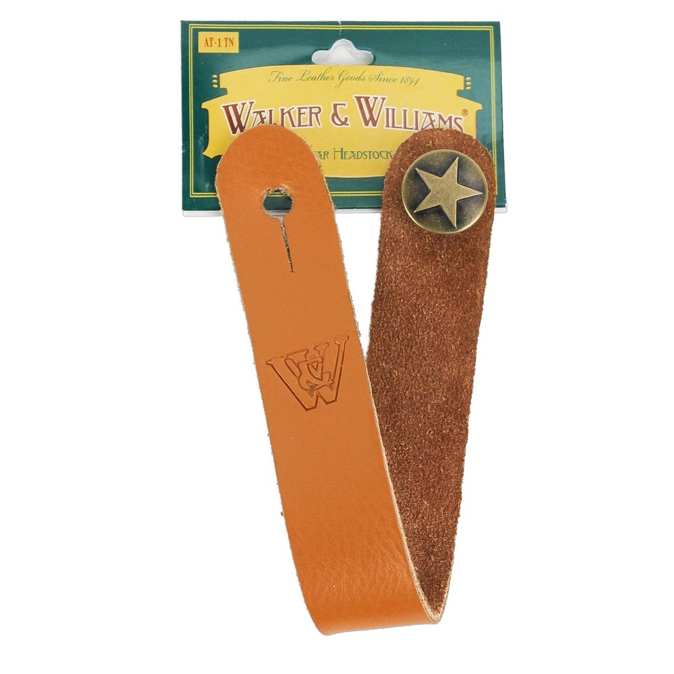 Adaptador de cabezal de botón con correa de guitarra acústica Walker & Williams AT-1 bronceada Foto 2 de 4