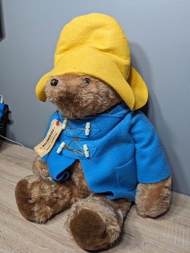 Vintage 1975 Paddington Bär Plüsch Jumbo Eden Toys USA gelber Hut blauer Mantel - Bild 7 von 13