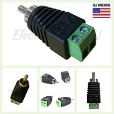 Speaker Wire Cable to Audio Male RCA Connector Adapter Jack Plug Lot