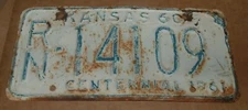 1960 Kansas License Plate RN 14109 Reno County Car Tag 