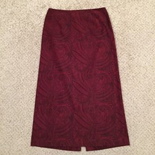Talbots Skirt Size 8 Petite Maxi Long Unlined Stretch Red Paisley