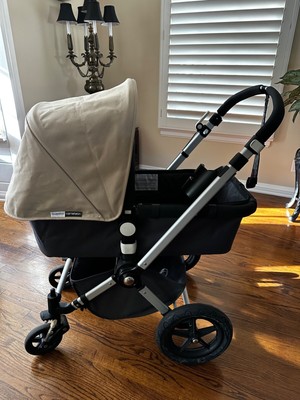 Stroller-Bugaboo Cameleon Black/Tan Complete Travel System w/Shipping Bag