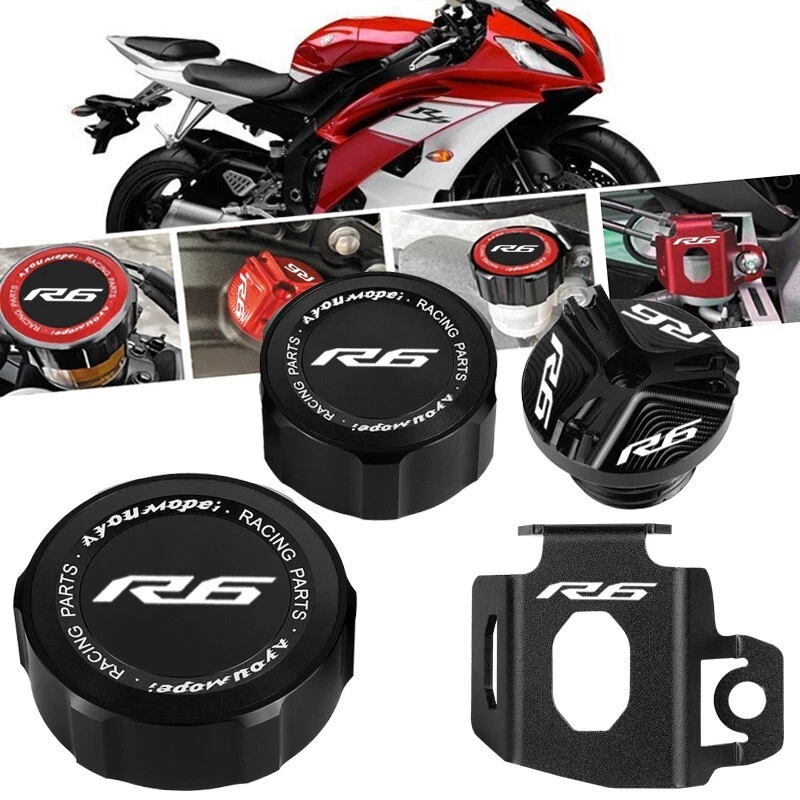 Tapa de llenado de aceite de cilindro de líquido de frenos tapa de depósito maestro para YAMAHA YZF-R6 Foto 2 de 4