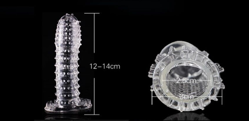 Spike Dotted Ribbed Delay Aid Thickening Thorn Reusable Condoms Ribs and Dots - Picture 3 of 8