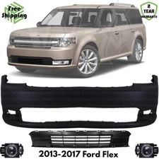 Front Bumper Cover Fascia & Fog Light Assembly Kit For 2013-2017 Ford Flex