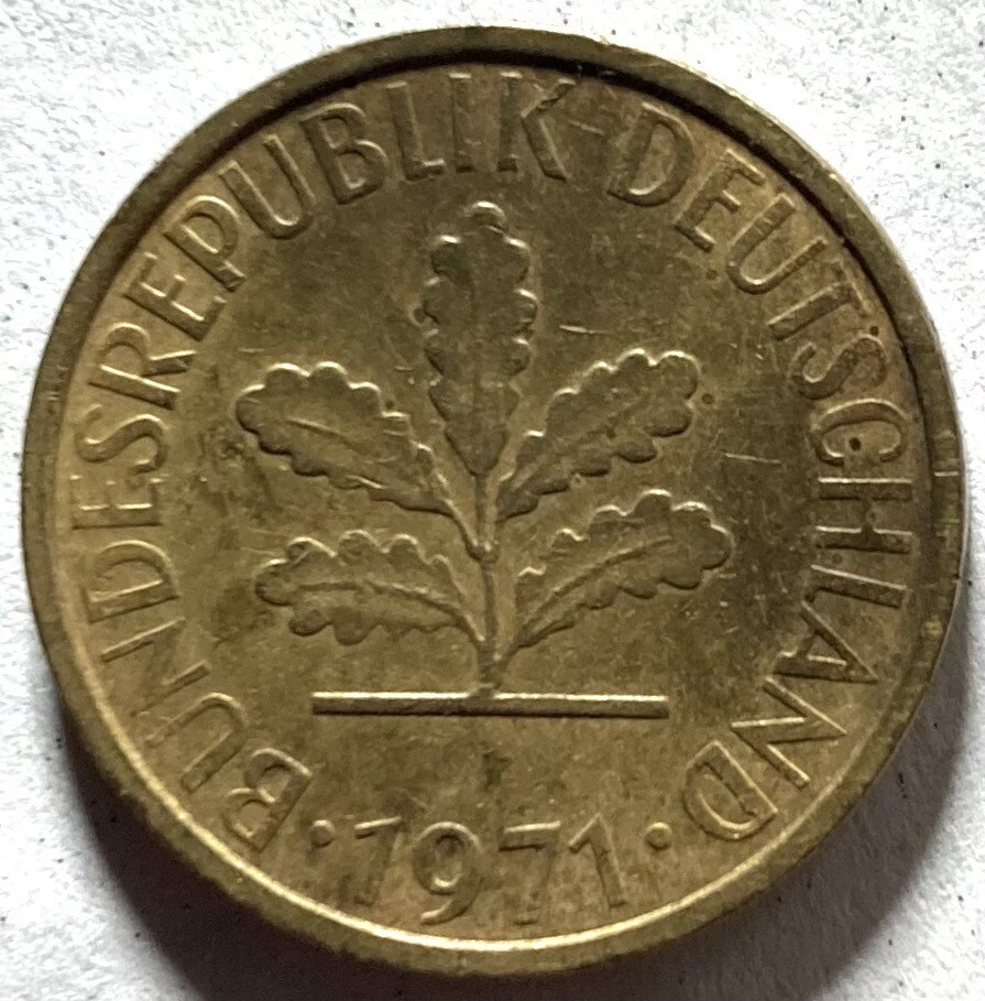 Moneda Internacional Alemana 1971 5 peniques "Bundesrepublik Deutschland" KM# 107 Foto 2 de 2