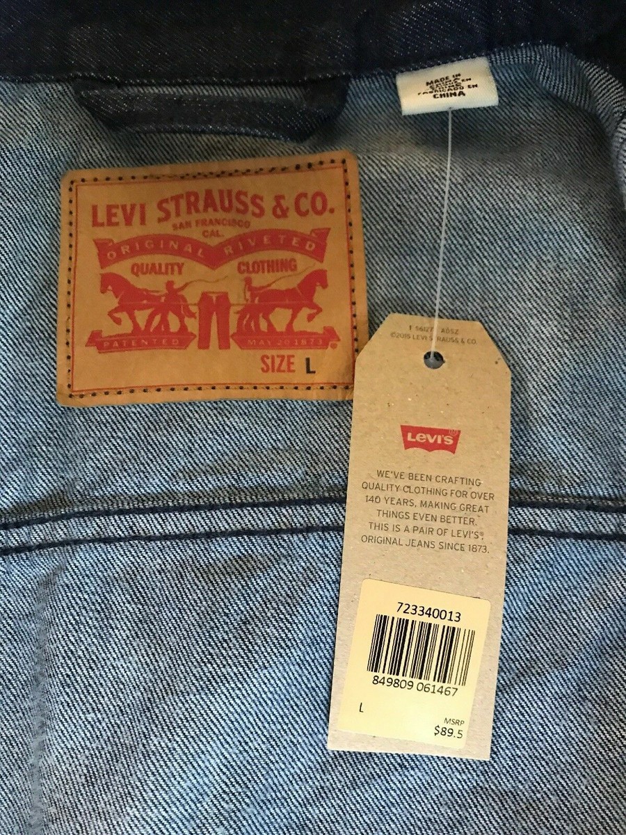 オーダー LEVIS Trucker Jacket Mens New Denim Jean Super Dark Wash Indigo