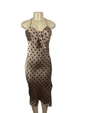 Zara Women's Beige & Black Halter Neck Bow Detail Midi Dress Sz S - New