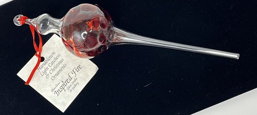 Sharon Owens Inspired Fire Glass Handblown Light Catcher Christmas Ornament 9" - Picture 2 of 7