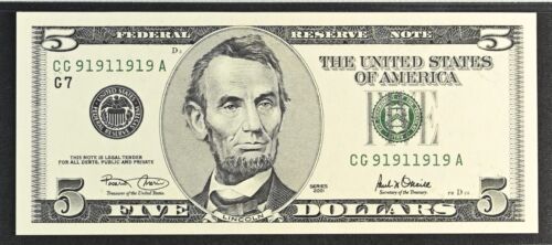 2001 $5 Federal Reserve Note Fr-1988-G Chicago Radar Number PMG66Gem EPQ - Picture 3 of 4