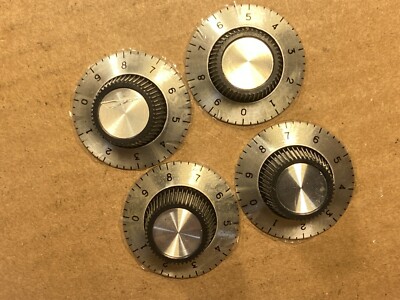 4 New Black & Silver Numbered 1.125'' Knobs for Guitar or Amp (Qty Avail)