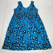 Shein Blue Cheetah Print Sleeveless Shirt Dress Women's Size Large NEW