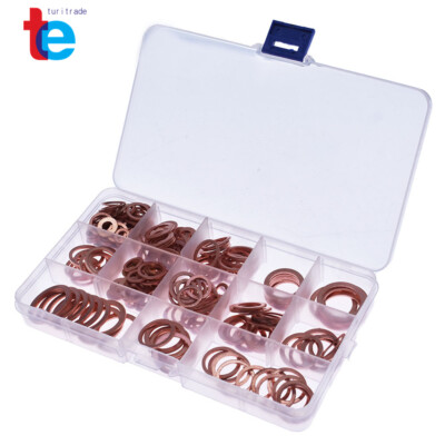Solid Copper Crush Washers Seal Sealing Flat O-Ring Gaskets Assorted 280 Pcs Kit