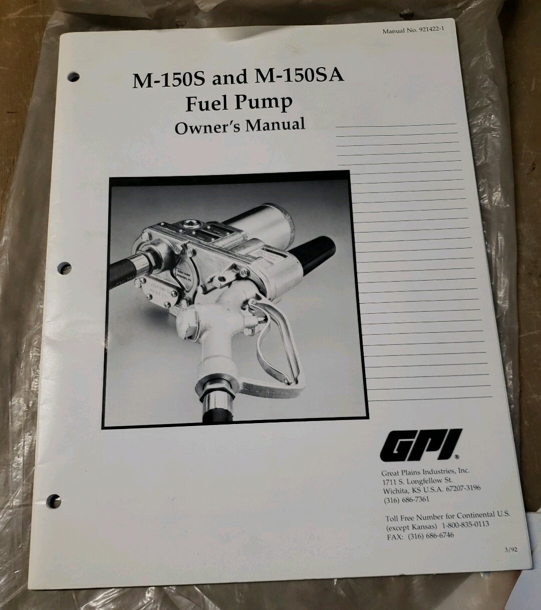 GPI Fuel Pump M150S and M150SA Owner's Manual 1R1299Y21 eBay