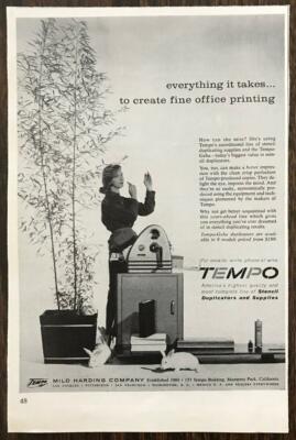 1959 Tempo-Geha Stencil Duplicators & Supplies Print Ad How Can She Miss?