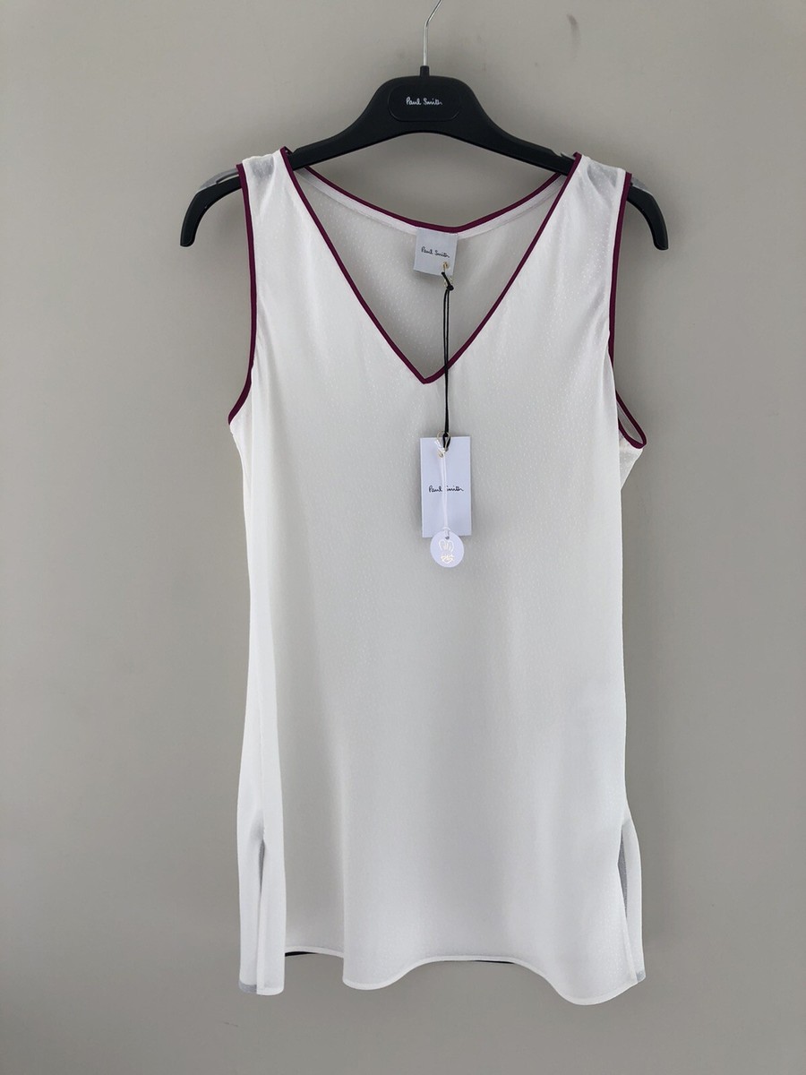 Beautiful PAUL SMITH Women Cream SILK Sleeveless Top Size UK8 EU38