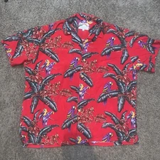 GRAIL Vtg Paradise Found Magnum PI Parrot Hawaiian Shirt Red Men’s XL USA Made