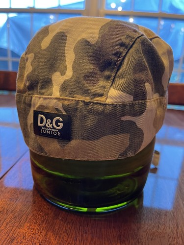 Boys Girls DOLCE & GABBANA Junior Camouflage Tie Back Durag Skull Cap Hat Beige