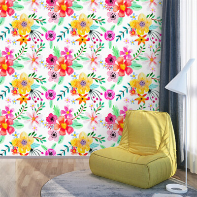 Bright Watercolor Flora Peel and Stick Wallpaper Vinyl Self Adhesive Decor 2m