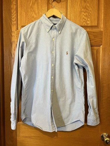 CB25 Ralph Lauren Denim Button Down Shirt Chambray Long Sleeve Mens Medium - 第 1/4 張圖片