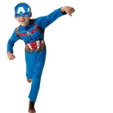 Marvel Captain America Halloween Costume 8/10 Jumpsuit  Mask Boys