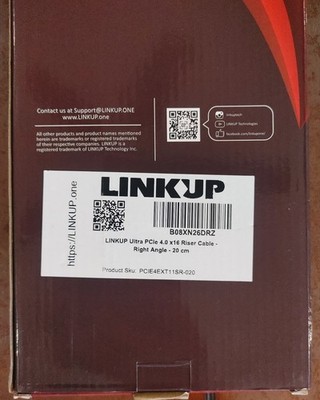 LINKUP Ultra PCI Express 4.0 x16 Gaming Riser Cable 90 Degree Right Angle 20 cm