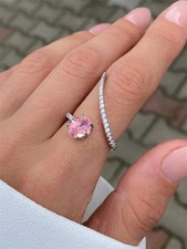 Pink Cubic Zirconia Solitaire Ring For Women Size 5 6 7 8 9 10 11 12
