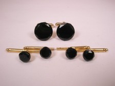 Black Faceted Formal Vintage HAYWARD Cuff Links  Tux Prom Shirt Studs p10