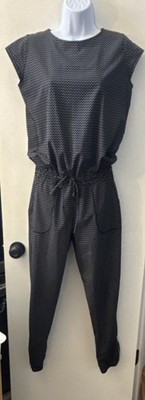 ALBION fit Women's XS Black/White Geometric Jumpsuit Drawstring Waist Pockets