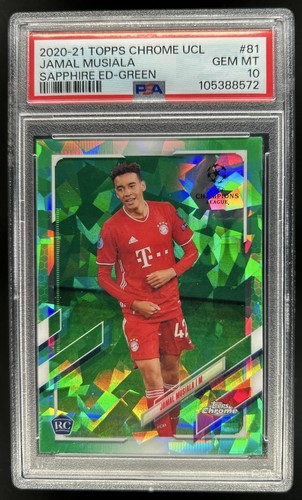 2020 Topps Chrome Sapphire Jamal Musiala Refractor Rookie RC Green #/75 PSA 10