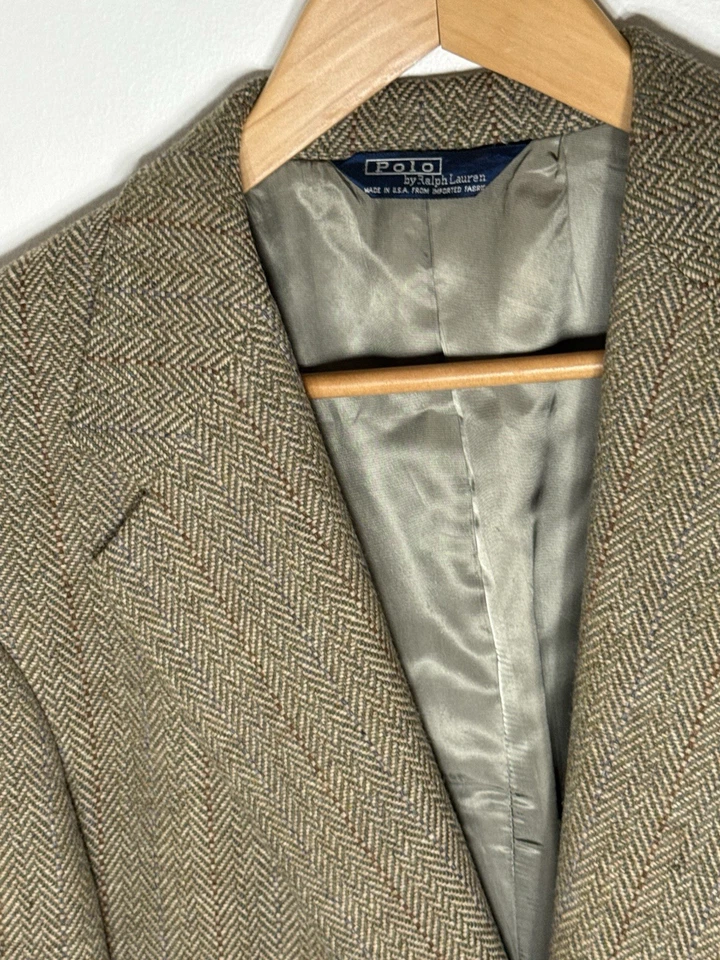 Ralph Lauren Men  Polo Soft Tailored brown  Herringbone jacket  42 R silk & wool - Image 4 of 4