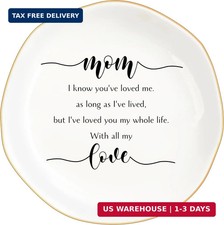 Gifts for Mom Ceramic Ring Dish, I Love You Mom Ceramic Jewelry Tray Gift for Mo