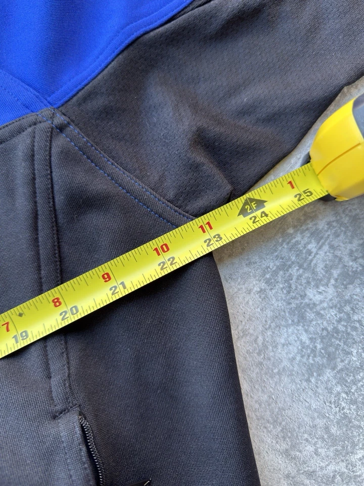 Camiseta deportiva vintage Adidas para hombre M 1/4 cremallera Climalite-azul-negro con rayas blancas Foto 3 de 4