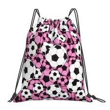Soccer Drawstring Backpack Gym String Bag Water Resistant Drawstring Sackpack...