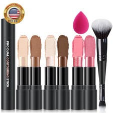 6 Colors Cream Contour Stick Makeup Contour Kit,Double-Ended Cream Bronzer Stick